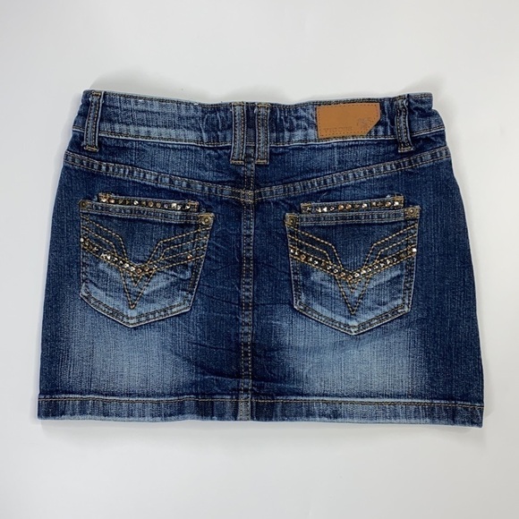 Vigoss Denim Studded Mini Skirt Size 1 Waist 28” - Picture 2 of 7